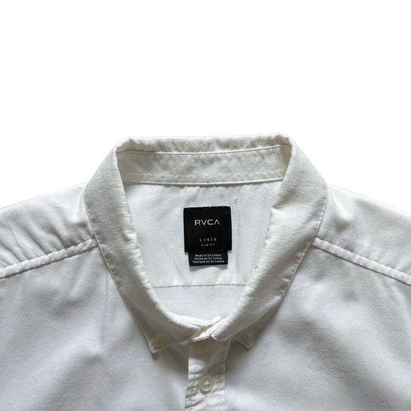 RVCA Men's White Casual Button Down Shirt - Picture 2 of 8